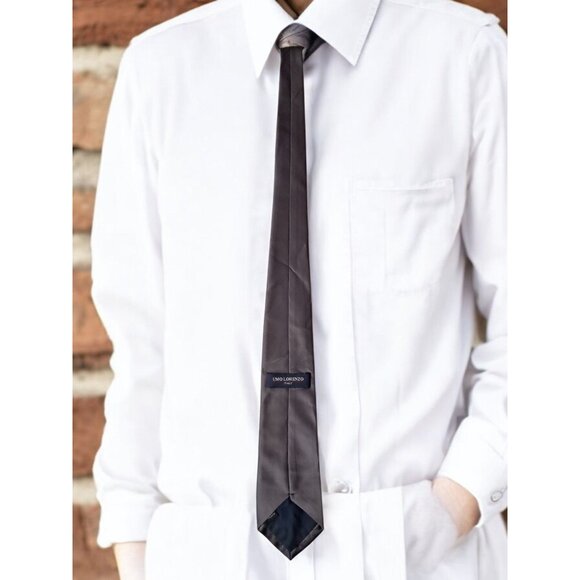 Umo Lorenzo Made in Italy, Gray 100% Polyester Tie. - Picture 3 of 8